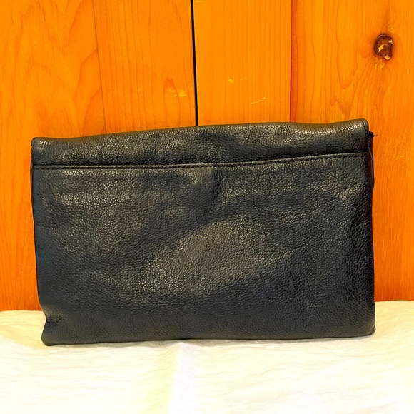 J. Crew Envelope Clutch Bag Invitation Black Leather - Picture 6 of 6
